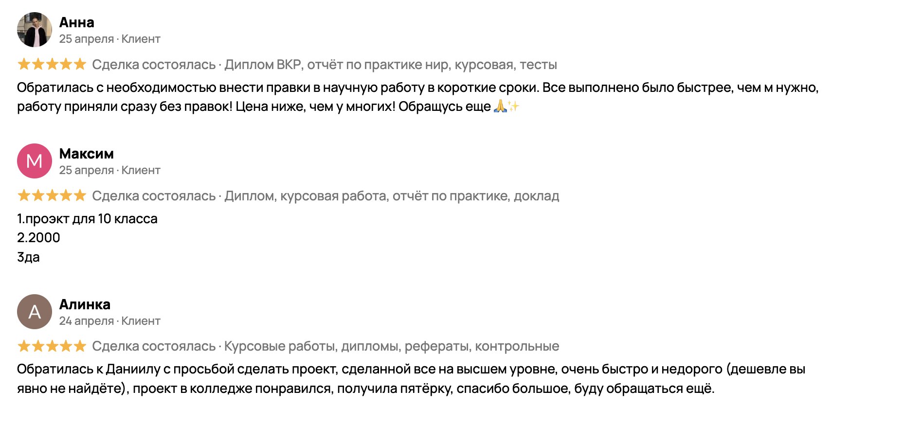 Отзывы с Авито